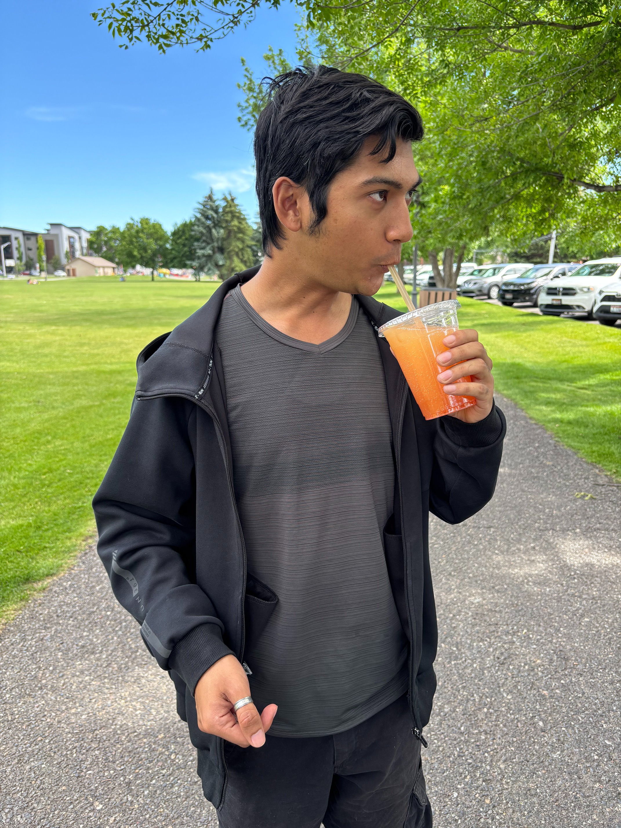 Customer sipping a DRTY Soda